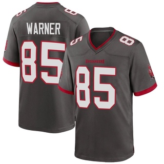 Game Kade Warner Youth Tampa Bay Buccaneers Pewter Alternate Jersey